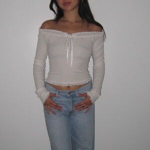 TigerMist off the shoulder ruffle top